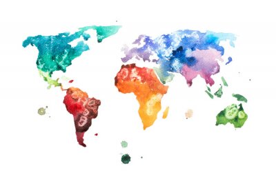Obraz Mapa Świata - Akwarela