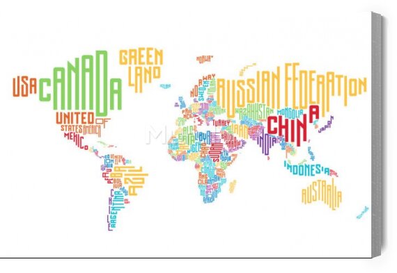 Obraz Mapa Świata - Napisy