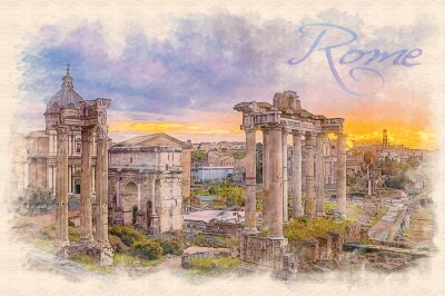 Obraz Na płótnie Namalowany Rzym