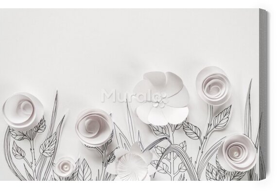 Obraz Papierowe kwiaty 3D na białym tle