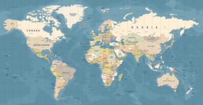 Polityczna szkolna mapa świata