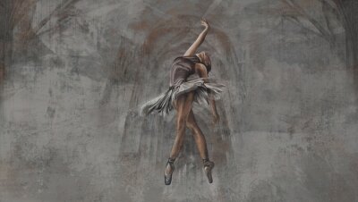 Ścienny balerina taniec balet beton