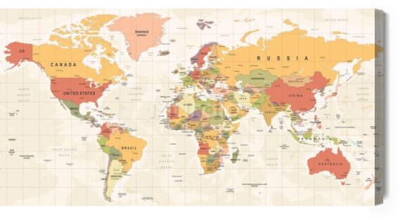 Obraz Szczegółowa mapa polityczna świata