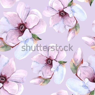 Tapeta Akwarelowe kwiaty na fioletowym tle