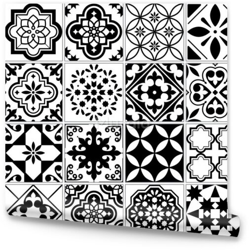 Tapeta Czarno - Biała Śródziemnomorska Mozaika