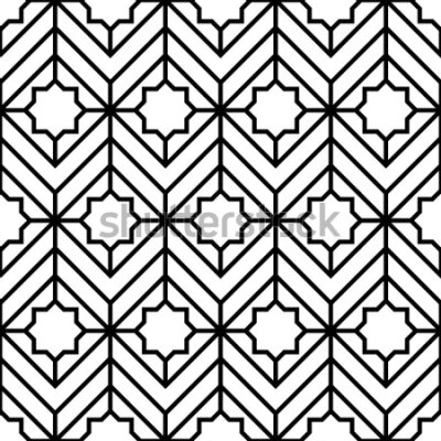 Tapeta Czarno-białe geometryczne ornamenty gwiazdki
