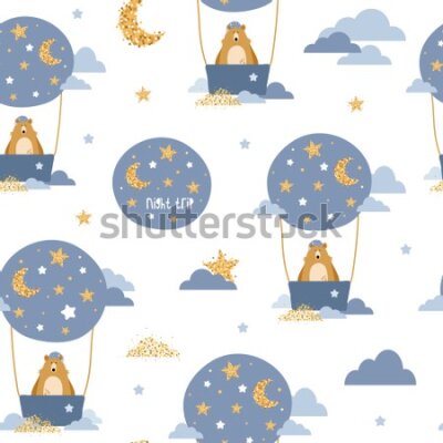 Tapeta Dla chłopca, balony, niedźwiedzie, gwiazdy