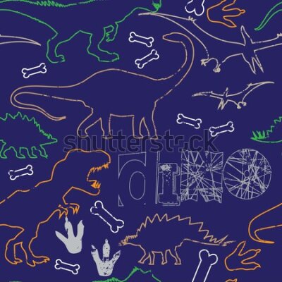 Tapeta Dla dzieci, kolorowe dinozaury, zwierzęta