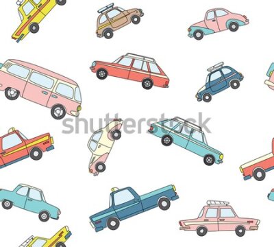 Tapeta Dla Dzieci - Kolorowe Retro Samochody