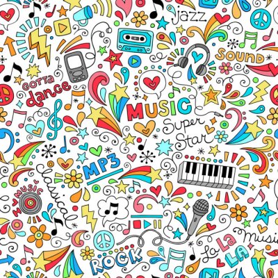 Tapeta Dla Dzieci - Kolorowy Wzór Muzyka