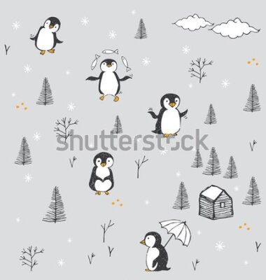 Tapeta Dla dzieci – Radosne pingwiny