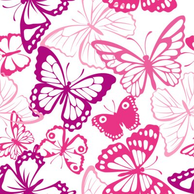 Tapeta Dla Dzieci - Różowe i Fioletowe Motyle