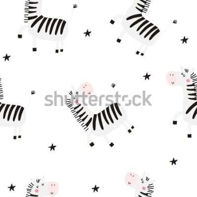 Tapeta Dla dziewczynki zwierzątka, zebry, gwiazdy