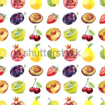 Tapeta Do kuchni, owoce, jabłka, wiśnie, truskawki