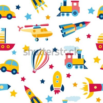 Tapeta Do pokoju dziecka balony, auta, helikoptery