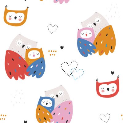 Do pokoju dziewczynek kolorowe sowy serca