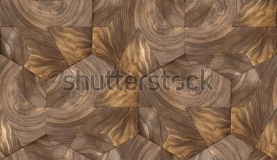 Tapeta Drewniane sześciokąty deski
