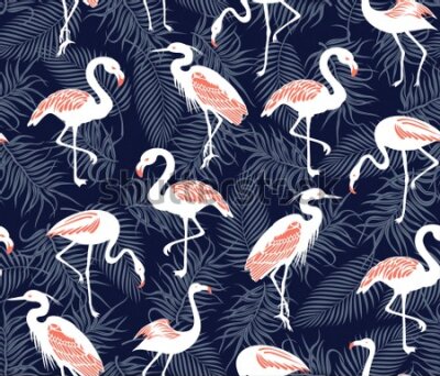 Tapeta Flamingi i żurawie