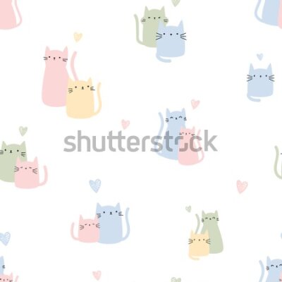 Tapeta Kolorowe kotki z serduszkami