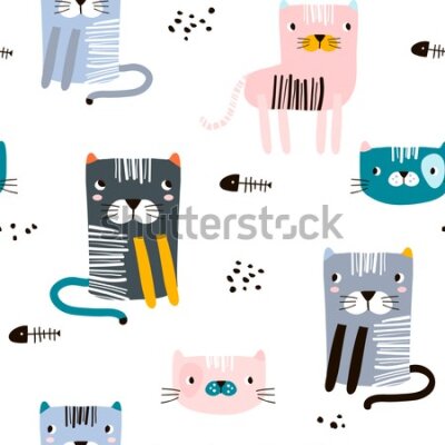 Tapeta Kolorowe minimalistyczne kotki