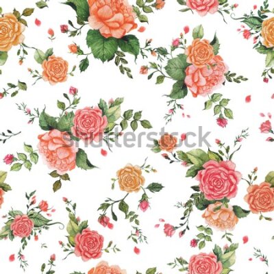 Tapeta Kolorowe Róże - Akwarela