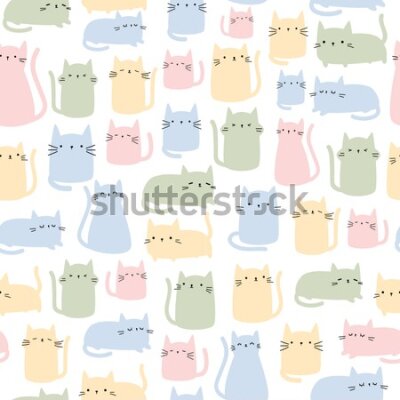 Tapeta Kolorowe urocze minimalistyczne kotki