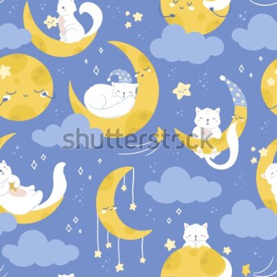 Tapeta Kotki śpiące na księżycach
