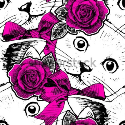 Tapeta – Koty i róże