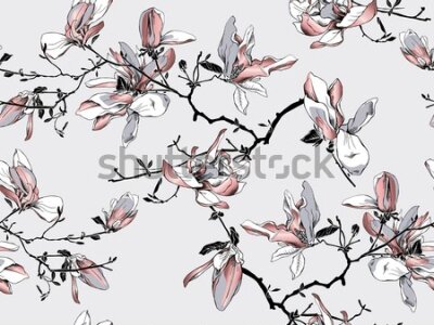 Tapeta Kwiaty magnolii akwarela