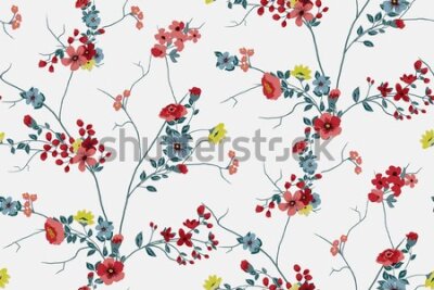 Tapeta Kwiaty na gałązkach malowane akwarelą