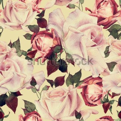 Tapeta Kwiaty róże w stylu vintage akwarela