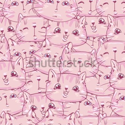 Tapeta Małe różowe kotki