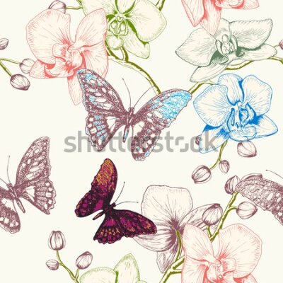 Tapeta Motyle, kwiaty, liście, do pokoju dziecka
