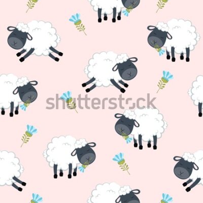 Tapeta Owce z kwiatami