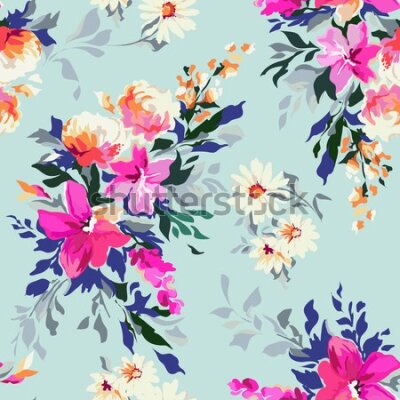 Tapeta Piękne malowane kolorowe kwiaty