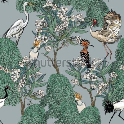 Tapeta – Piękne ptaki i drzewa