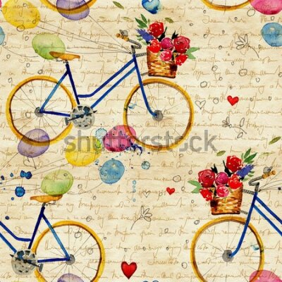 Tapeta Retro rowery z kwiatami