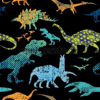 Tapeta Ścienna dla chłopaków, kolorowe dinozaury