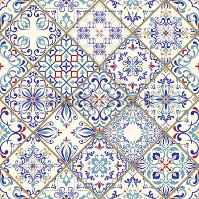 Tapeta Ścienna kolorowa mozaika, wzory, do jadalni