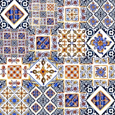 Tapeta Ścienna, orientalna mozaika, wzory, kafelki
