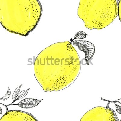 Tapeta Ścienna owoce, cytryny, liście, do kuchni