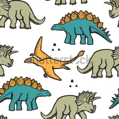 Tapeta Ścienna w kolorowe dinozaury, dla dzieci