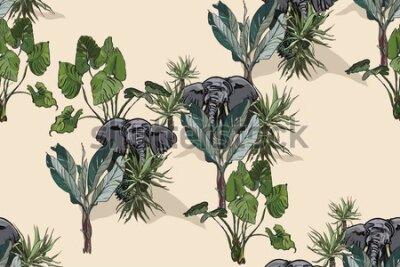 Tapeta – Słonie i rośliny