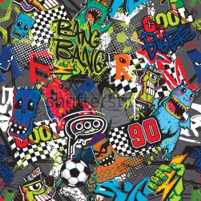 Tapeta Sportowa dla chłopca piłka nożna graffiti