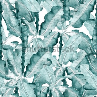Tapeta Tropikalne liście malowane akwarelą retro