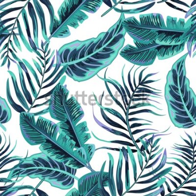 Tapeta Tropikalne rośliny malowane akwarelą