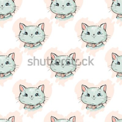 Tapeta Uśmiechnięte małe kotki z serduszkami